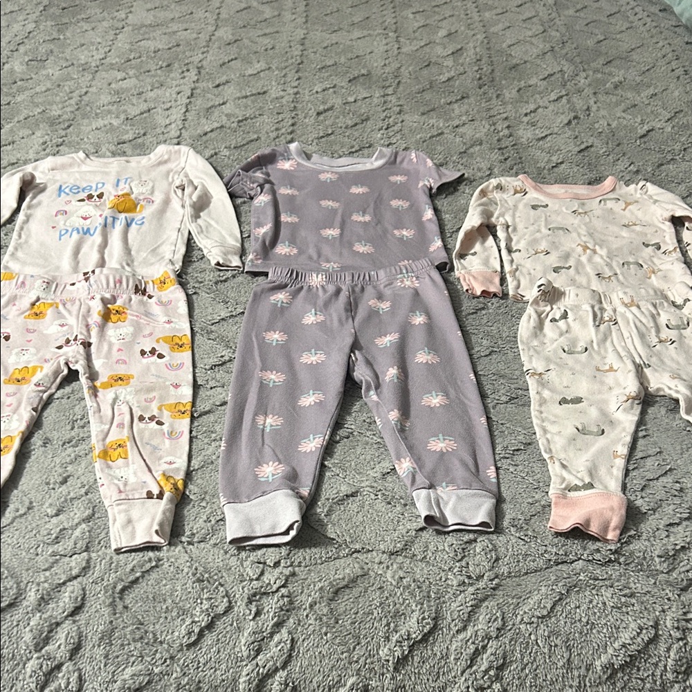 Set of 3 Baby Pajamas Sets in Pastel Colors